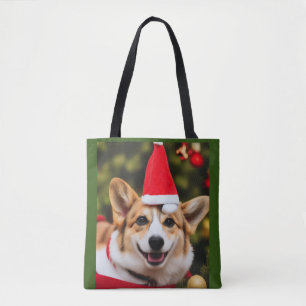 Tote Bag Chien de Corgi souriant Noël fun