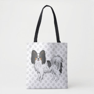 Tote Bag Chien de dessin animé Papillon tricolore avec moti