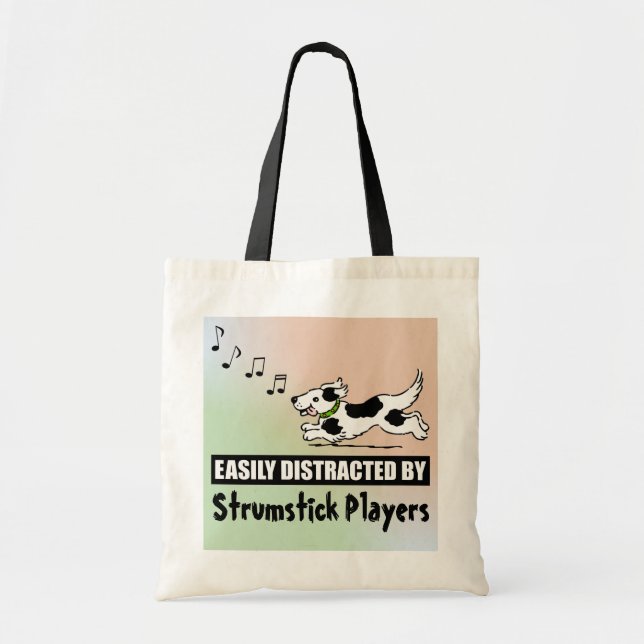 Tote Bag Chien de dessin distrait par les joueurs de strums (Devant)