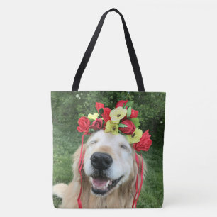 Tote Bag Chien de golden retriever avec la couronne de