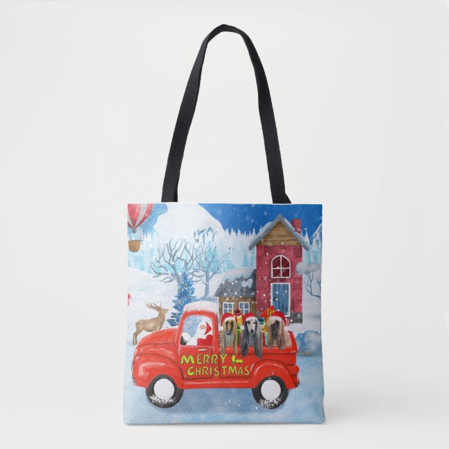 Tote Bag Chien de Hounds afghan dans la livraison de Noël C (Devant)