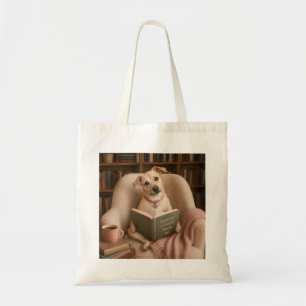 Tote Bag Chien de lecture mignon Illustration de bibliothèq
