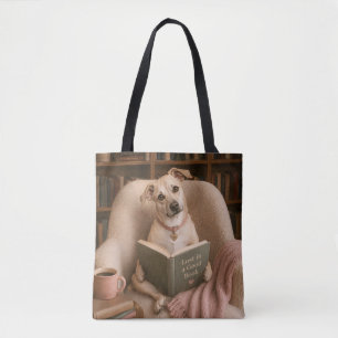 Tote Bag Chien de lecture mignon Illustration de bibliothèq