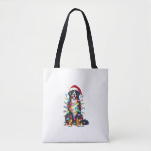 Tote Bag Chien de montagne bernois x lumières de Noël