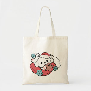 Tote Bag Chien de Noël à Santa Hat - Jour de Noël pour Anim
