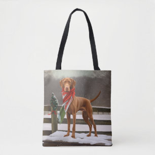 Tote Bag Chien de Vizsla à Noël de neige