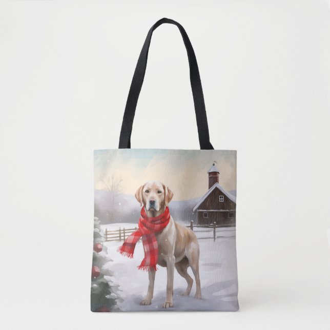 Tote Bag Chien du Labrador à Noël de neige (Devant)