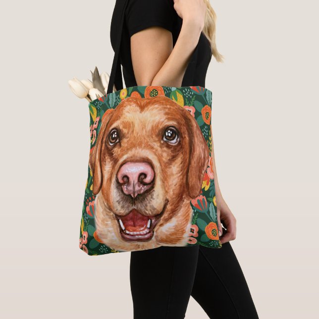 Tote Bag Chien du Labrador floral (De près)