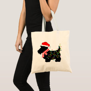 Tote Bag Chien écossais de Noël avec lumières