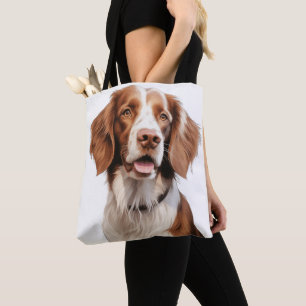 TOTE BAG CHIEN ÉPANIEL BRETON ROUGE ET BLANC
