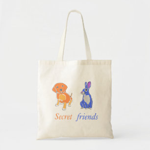 Tote Bag Chien Et Lapin Illustrés Et Élégants