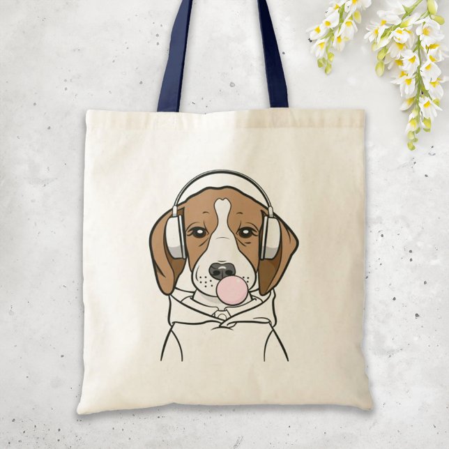 Tote Bag Chien frigorifique avec Bubblegum Funny Beagle (Créateur téléchargé)