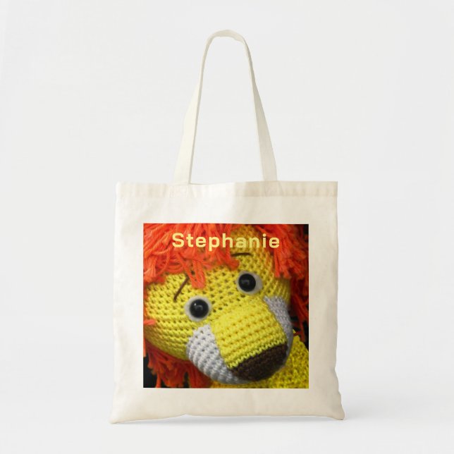 Tote Bag Chien jaune avec cheveux orange, Nom personnalisé (Devant)