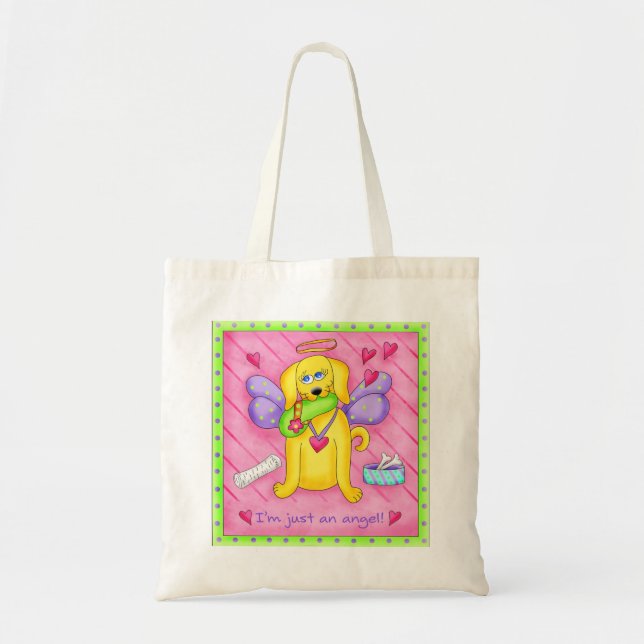 Tote Bag Chien jaune d'or avec chaussure (Devant)