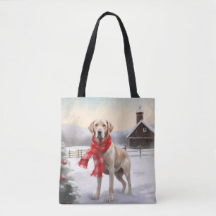 Tote Bag Chien Labrador dans la neige Noël