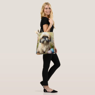 Tote Bag Chien Lhasa Apso avec vacances d'oeufs de Pâques