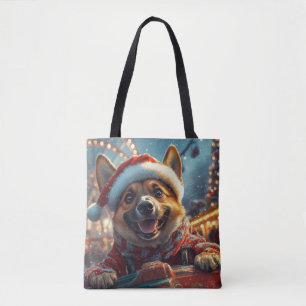 Tote Bag Chien Malinois Belge Montagnes Russes Noël 
