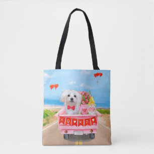 Tote Bag Chien maltais Saint Valentin Camion