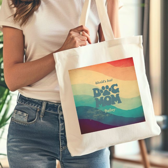 Tote Bag Chien Maman Retro Super Rainbow (Créateur téléchargé)
