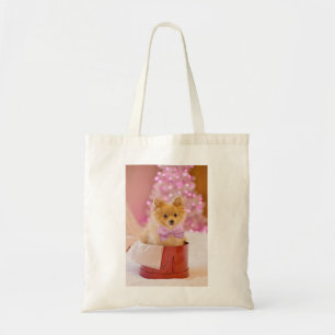 Tote Bag Chien mignon avec cabot rose Photo de Noël