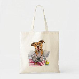 Tote Bag Chien mignon de pitbull dans la peinture