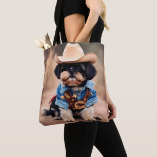 Tote Bag Chien mignon en costume de cowboy