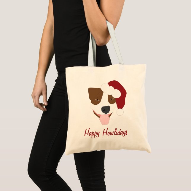 Tote Bag Chien père Noël - Personnalisable (Devant (produit))