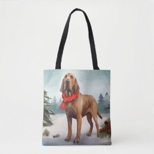 Tote Bag Chien sanglant à Noël de neige