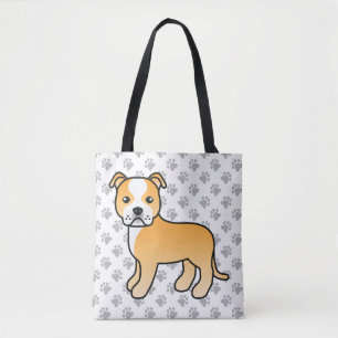 Tote Bag Chien Staffordshire Bull Terrier Fauve Et Blanc