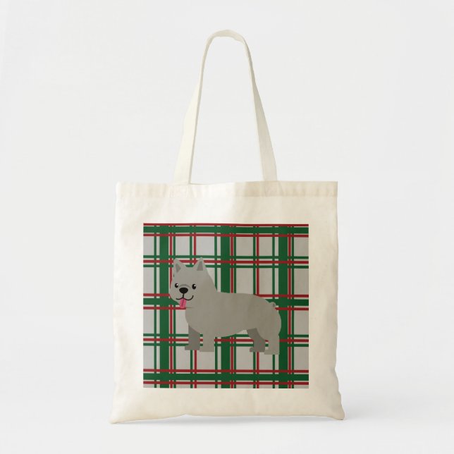 Tote Bag Chien-taureau français gris, Jeu de Noël (Devant)