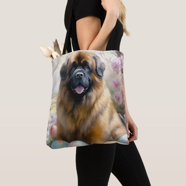 Tote Bag Chien tibétain mastiff avec oeufs de Pâques vacanc (De près)