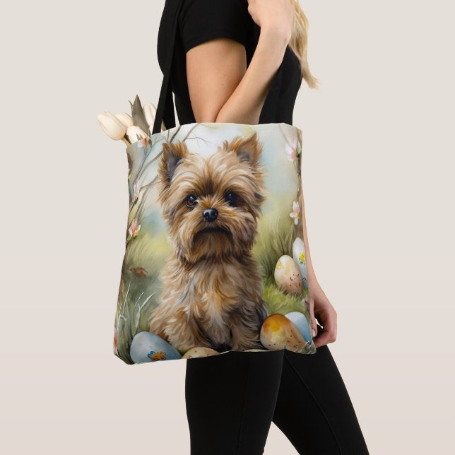 Tote Bag Chien Yorkipoo Avec Oeufs De Pâques Vacances (De près)