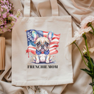 Tote Bag Chienne bouledogue français patriotique maman fren