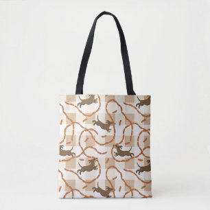 Tote Bag chiens chanceux avec l'arrière - plan de saucisses