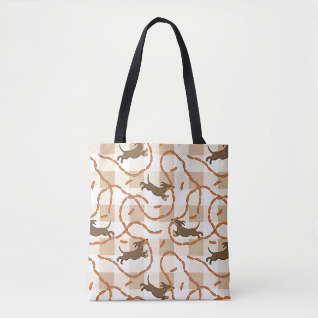 Tote Bag chiens chanceux avec l'arrière - plan de saucisses (Devant)