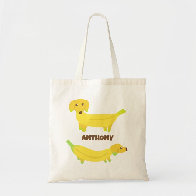 Tote Bag Chiens de banane mignons personnalisés (Devant)
