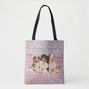Tote Bag Chiens de berger australiens sur le nuage 2 de mot