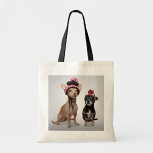 Tote Bag Chiens de chiwawa avec la photo de casquettes