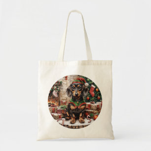 Tote Bag Chiens de Noël Elf Dachshund