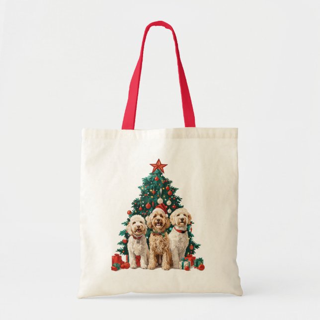 Tote Bag Chiens de Noël Goldendoodle (Devant)