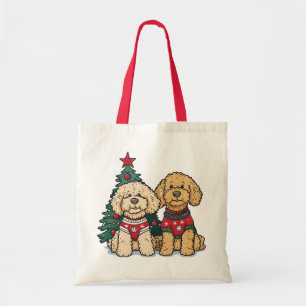 Tote Bag Chiens de Noël Goldendoodle