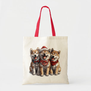 Tote Bag Chiens de Noël Shiba Inu Père Noël