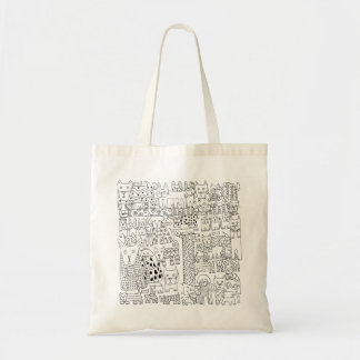Tote Bag Chiens noirs et blancs et Motif de chiots