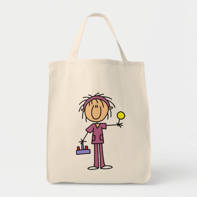 Tote Bag Chiffre infirmière de bâton avec des T-shirts et (Devant)
