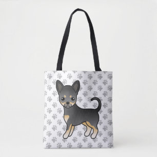 Tote Bag Chihuahua à poil lisse noir et feu Chien & Pattes