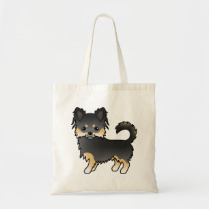 Tote Bag Chihuahua à poil long noir et feu, joli chien de d