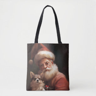 Tote Bag Chihuahua avec le Père Noël Noël Festif