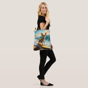 Tote Bag Chihuahua Beach Surf Peinture