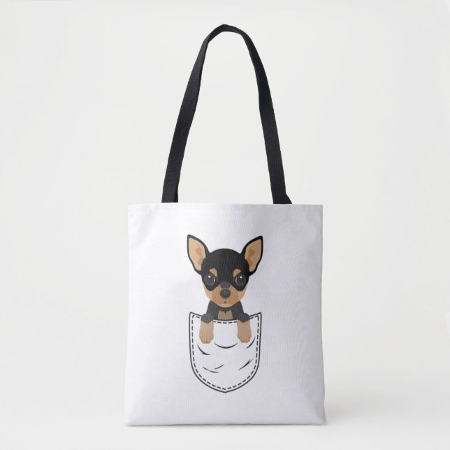 Tote Bag Chihuahua Chien à poche (Devant)