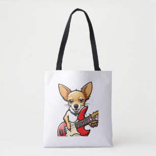 Tote Bag Chihuahua chien jouant de la guitare électrique. V